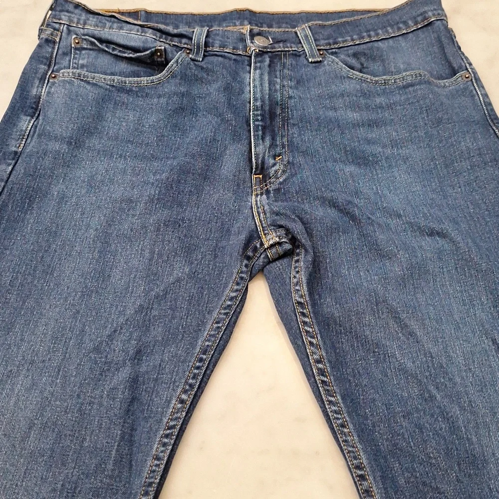 Levi's Mens 505 Blue Denim Jeans Sz 34 X 34 Classic Straight Leg Style Dark Wash